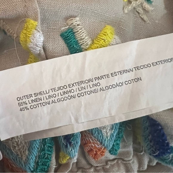 All Things Mochi | Linen Cotton Embroidered Crop Top Flared Sleeve Size XS - Picture 12 of 13